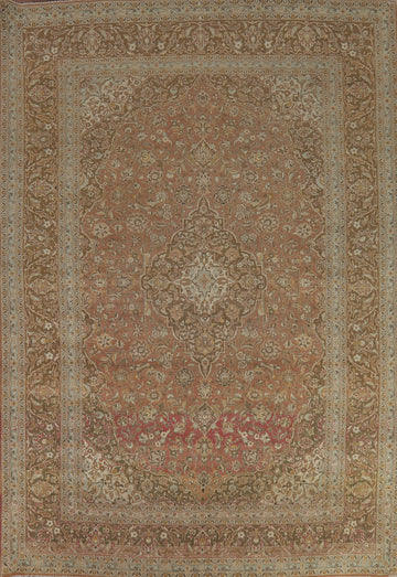 Vintage Floral Mashad Persian Area Rug 10x13