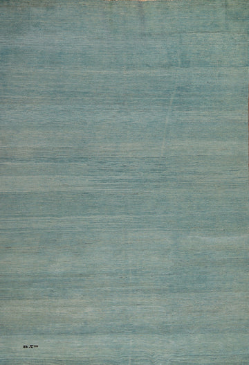 Aqua Blue Handmade Gabbeh Modern Area Rug 7x10