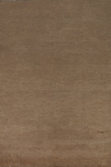 Brown Solid Wool Gabbeh Oriental Area Rug 7x10