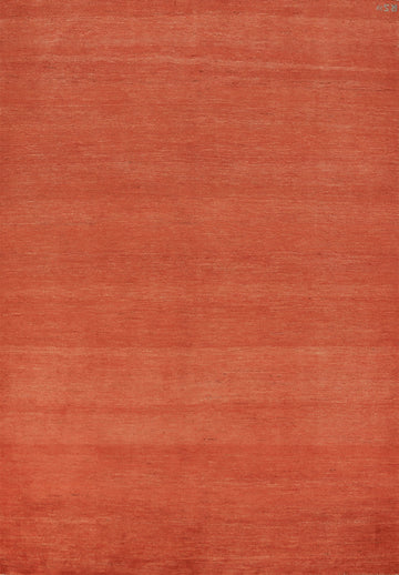 Orange Wool Solid Gabbeh Modern Area Rug 6x8