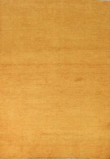 Solid Wool Yellow Gabbeh Oriental Rug 5x7