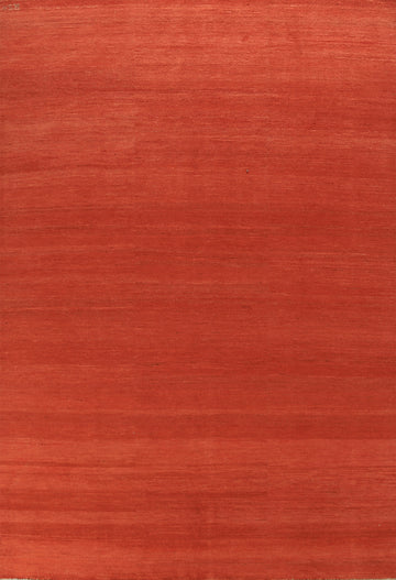 Striped Orange Wool Gabbeh Modern Area Rug 7x10