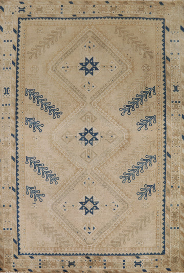 Earth Tone Wool Vintage Bakhtiari Persian Rug 4x6
