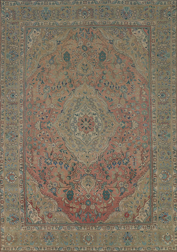 Vintage Pink Wool Tabriz Persian Area Rug 6x9