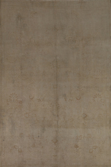 Distressed Floral Wool Tabriz Persian Area Rug 7x10