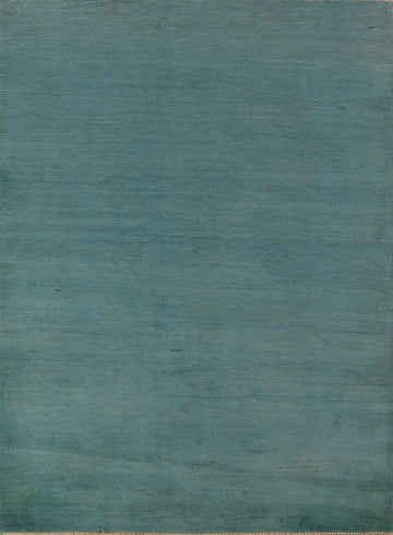 Handmade Teal Blue Gabbeh Wool Modern Rug 5x7