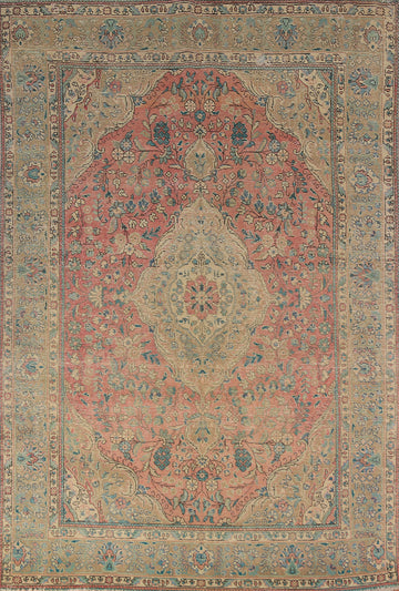 Pink Floral Wool Tabriz Persian Area Rug 6x9