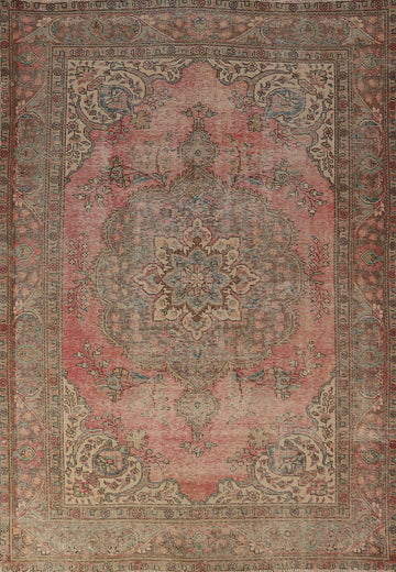 Handmade Pink Wool Tabriz Persian Area Rug 6x9