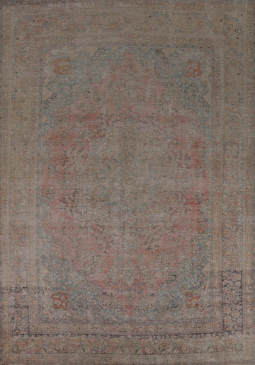 Pink Wool Handmade Mashad Persian Area Rug 9x13