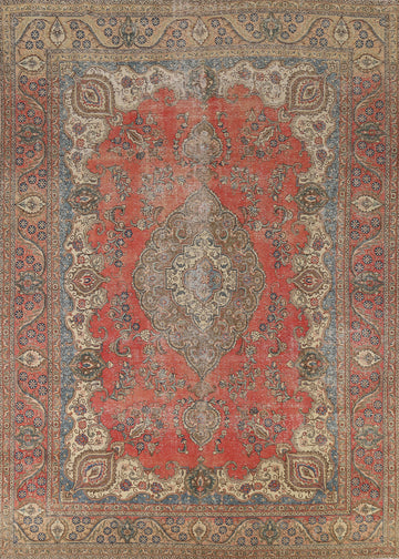 Vintage Wool Tabriz Persian Area Rug 9x13