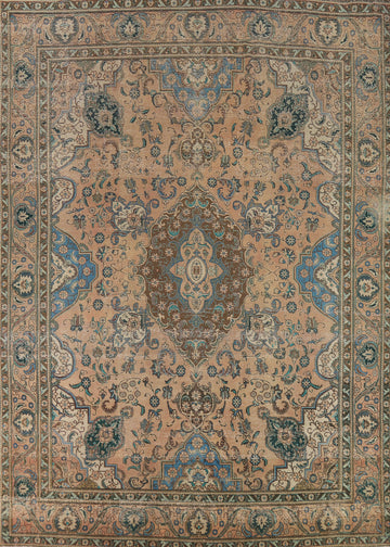 Vintage Wool Floral Tabriz Persian Area Rug 10x13