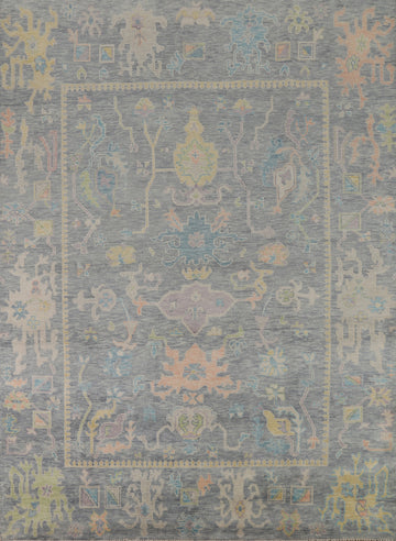 All-Over Gray Wool Oushak Oriental Area Rug 8x10