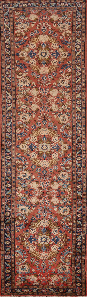 Vintage Floral Hamedan Persian Runner Rug 2x11