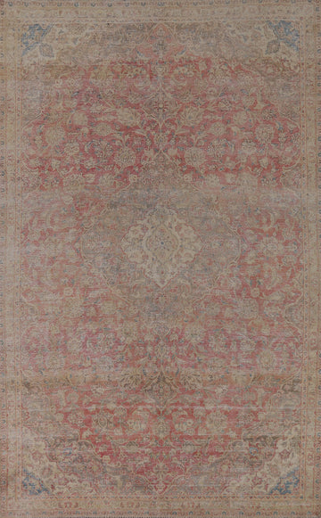 Floral Wool Medallion Mashad Persian Area Rug 7x11