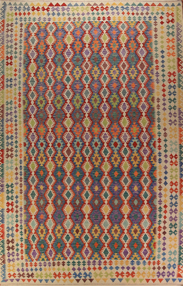 Flat Weave Wool Kilim Oriental Large Rug 10x16