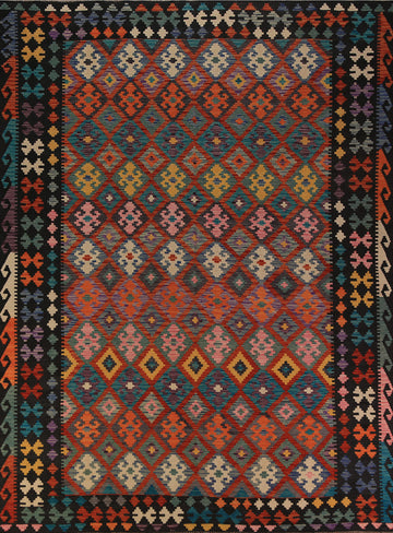 Wool Geometric Kilim Living Room Area Rug 9x12