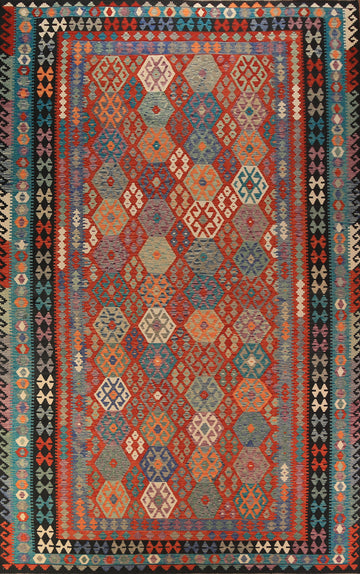 Flat Weave Wool Kilim Oriental Large Rug 10x16