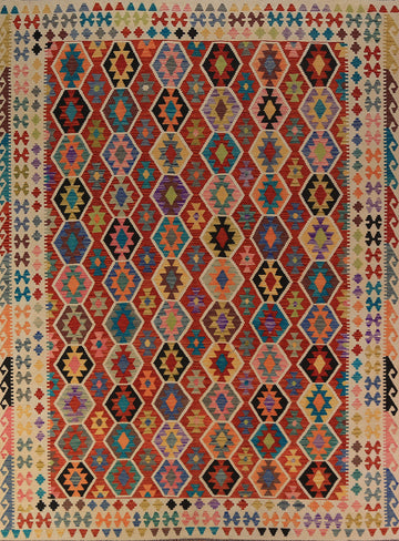 Wool Geometric Kilim Living Room Area Rug 9x12
