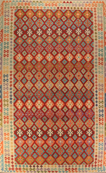 Flat Weave Wool Kilim Oriental Large Rug 10x16