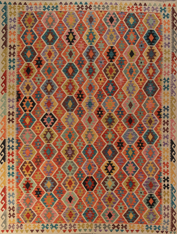 All-Over Wool Kilim Oriental Area Rug 9x11