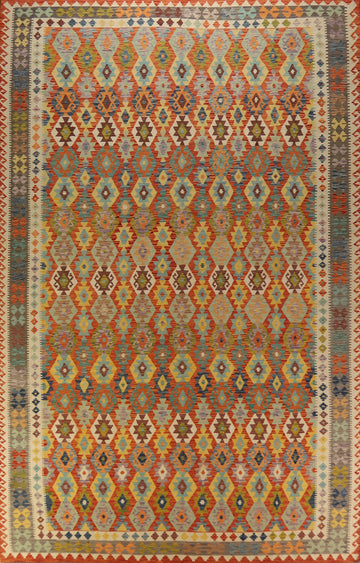 Flat Weave Wool Kilim Oriental Large Rug 10x16