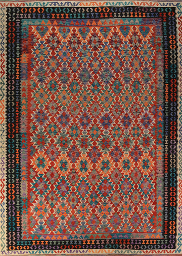 Flat Weave Wool Kilim Oriental Area Rug 10x13
