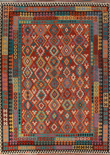 Flat Weave Wool Kilim Oriental Area Rug 10x13