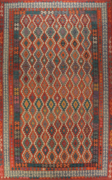 Geometric Wool Kilim Oriental Large Rug 10x16