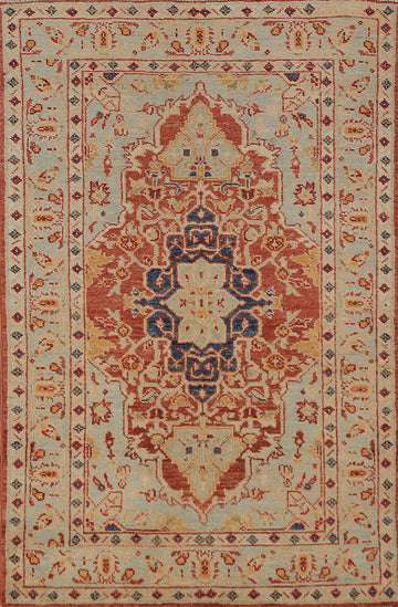 Geometric Heriz Serapi Vegetable Dye Accent Rug 3x5