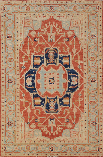 Vegetable Dye Wool Medallion Heriz Serapi Oriental Rug 3x5