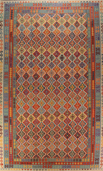 All-Over Trellis Kilim Oriental Large Rug 10x16