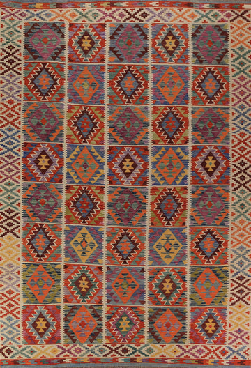 All-Over Wool Kilim Oriental Area Rug 8x12