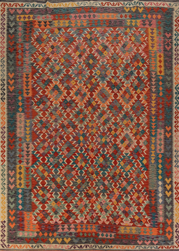 All-Over Wool Kilim Oriental Area Rug 8x12