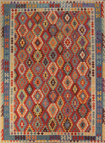 Geometric Wool Kilim Oriental Area Rug 8x11