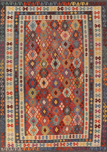 All-Over Wool Kilim Oriental Area Rug 8x12