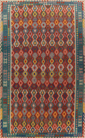 Flat Weave Wool Geometric Kilim Oriental Large Rug 10x17