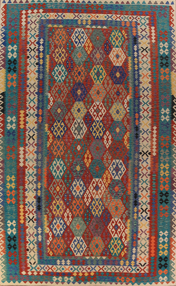 All-Over Geometric Wool Kilim Oriental Large Rug 10x16