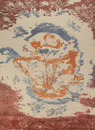 Pictorial Modern Abstract Indian Area Rug 8x11