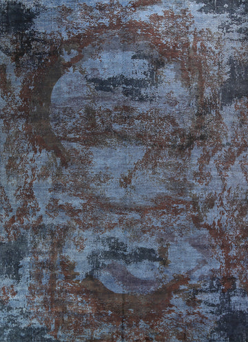 All-Over Blue Abstract Indian Area Rug 10x13