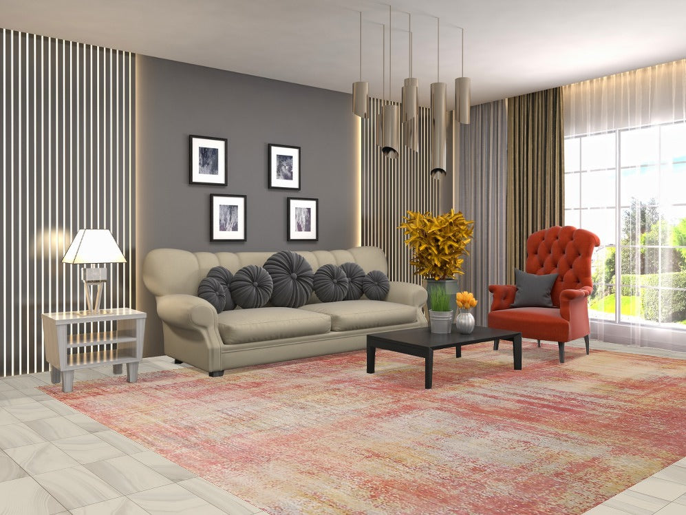 Contemporary Wool Abstract Indian Area Rug 9x12