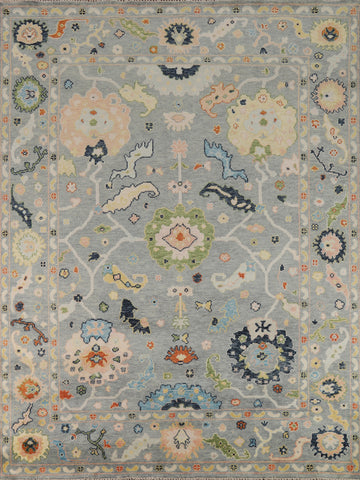 All-Over Gray Wool Oushak Oriental Area Rug 8x10