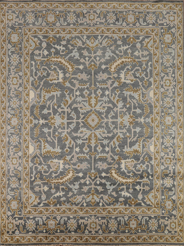 All-Over Gray Oushak Indian Area Rug 8x10