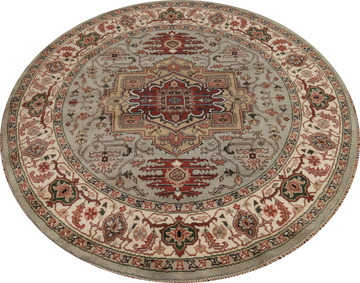 Handmade Heriz Serapi Round Indian Rug 8x8
