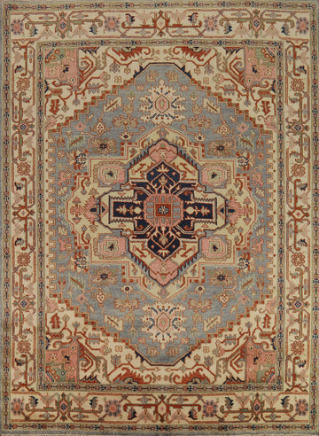 Geometric Heriz Serapi Indian Area Rug 8x10