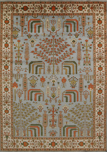 Light Blue Geometric Oushak Indian Area Rug 9x12