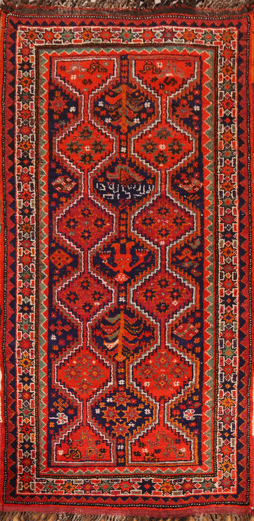 Orange & Blue Geometric Lori Persian Runner Rug 4x9