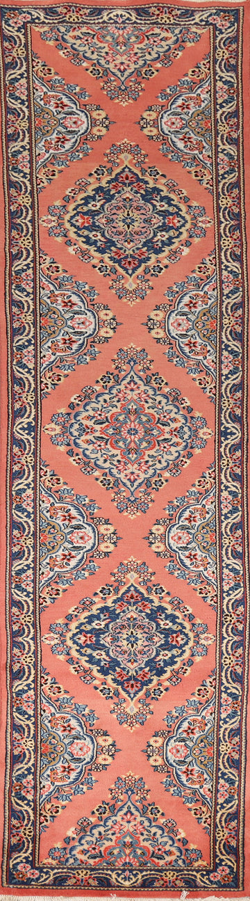 Handmade Floral Wool Sarouk Persian Runner Rug 2x12