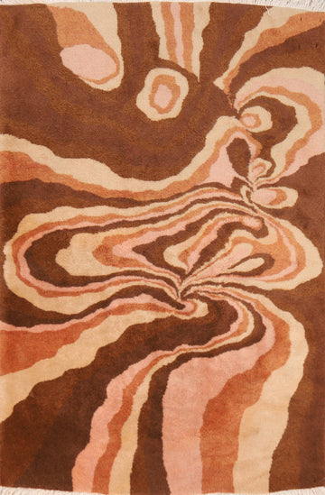 Contemporary Wool Abstract Kerman Persian Rug 3x5