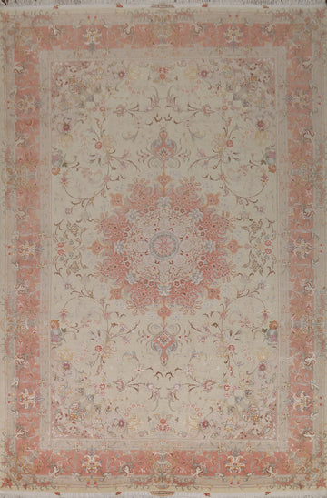 Signed Wool & Silk Tabriz Persian Area Rug 7x10