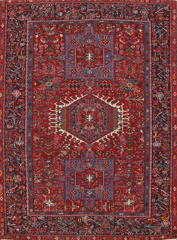 Antique Tribal Geometric Gharajeh Persian Rug 5x6